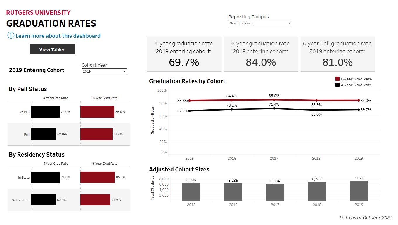 Screenshot of Graduation Rate dashboard
